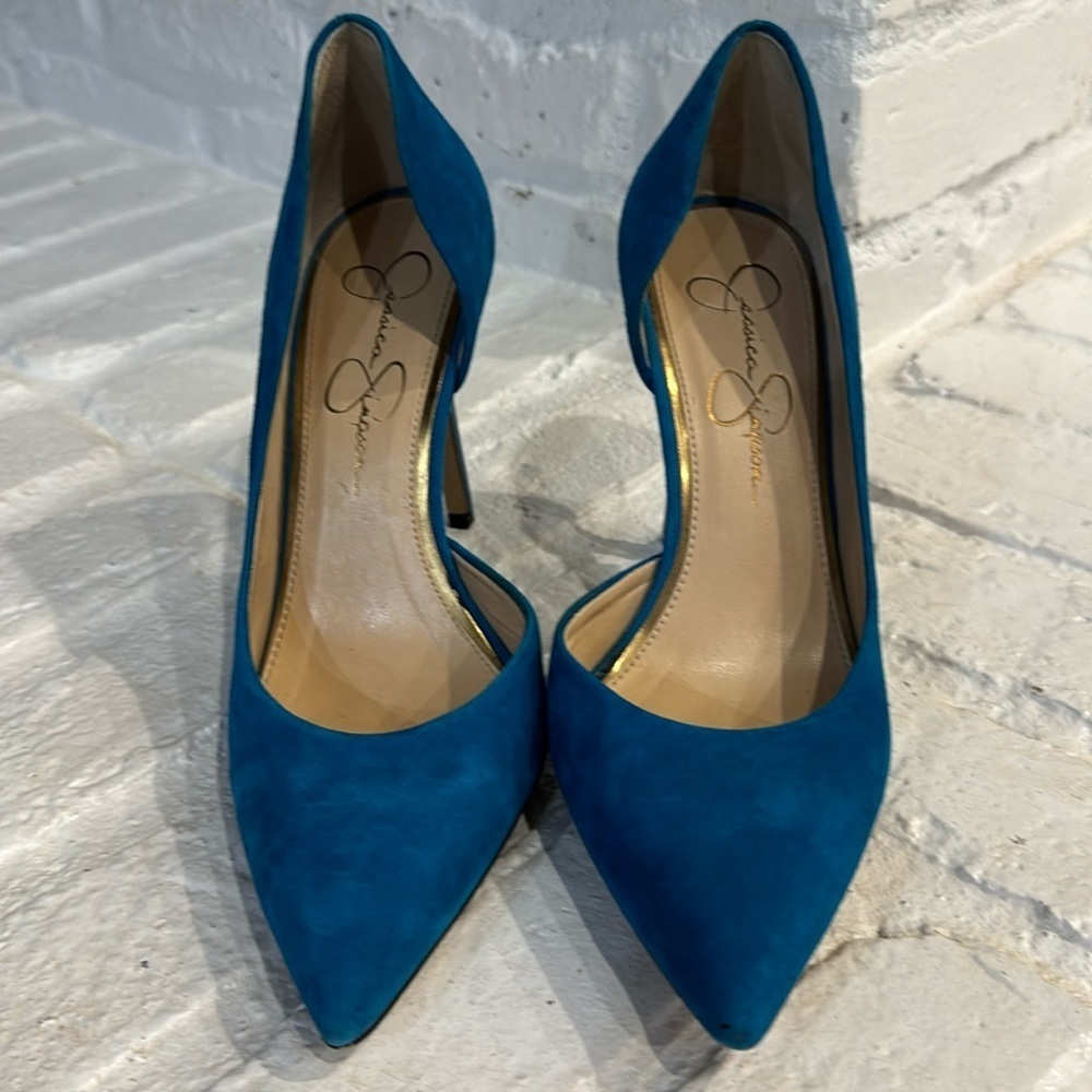 Jessica Simpson Teal Suede Heels, size 7.5
